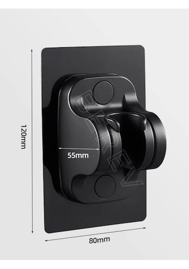 Berev 5 Fonksiyonlu Yüksek Basınçlı Duş Başlığı Yapışkanlı Mafsal 150 Cm Hortum Siyah Duş Seti Siyah