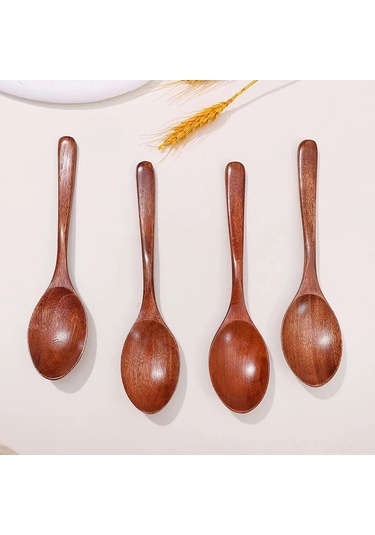 Yuntech01 1 Adet Nanmu Ahşap Kaşık - Uzun Saplı, Uçlu, 18.5x4 Cm, Doğal, Sağlıklı Ve Çevre Dost Mutfak Kaşığı