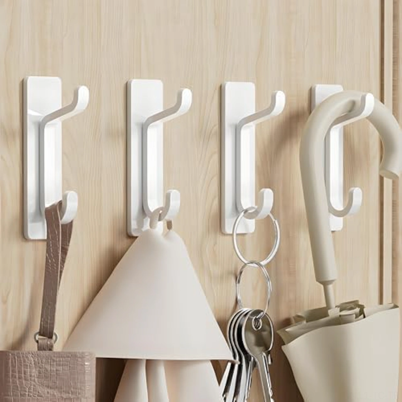 Skycity 4'lü Paket Paslanmaz Çelik, Delme Yok, Güçlü Yapışkan Kanca: Banyo Havlu, Giysi Ve Aksesuar Tutucu Yüksek Ve Düşük Konfigürasyonlu Beyaz