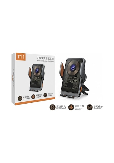 Xiaomi 15 Ultra Uyumlu T11 Otomatik Açılıp Kapanan Kablosuz Hızlı Şarjlı Araç Telefon Tutucu