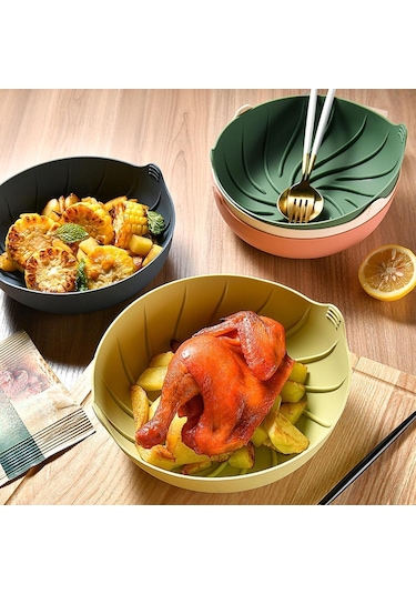 Homyl Air Fryer Silikon Astar Kolay Temizlenebilir Hafif Sepeti Kırmızı