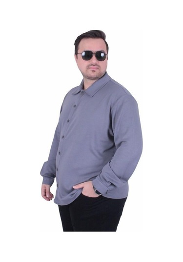 Starbattal Erkek Büyük Beden Uzun Kollu Gömlek 25727 Fume Fume