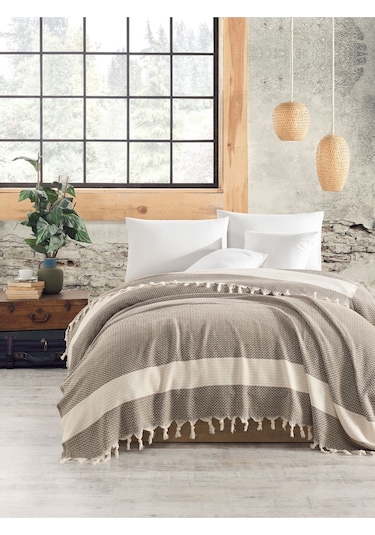 Tek Kişilik Pike 170x210 Luna Model Koyu Kahve Koyu Kahverengi