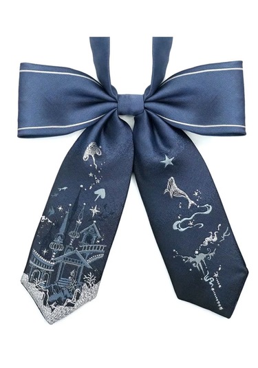 Waves And Pebbles Simli Lacivert Kadın Papyon Gri - Lacivert