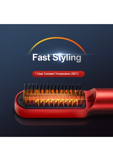 Yifomall Şarj Edilebilir Kablosuz Saç Düzleştirici Fırça - Seyahat Dostu Seramik Isıtmalı