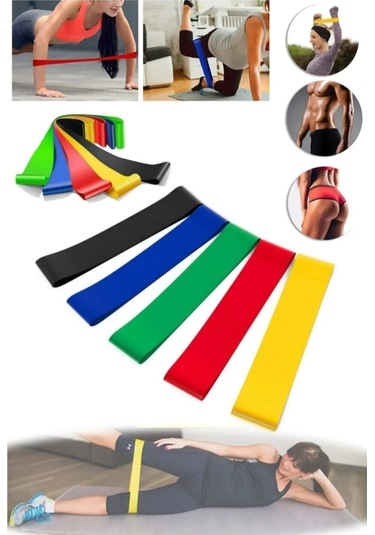 Periboia 5 Li Set Aerobik Bandı Fitness Egzersiz Plates Direnç La Çok Renkli