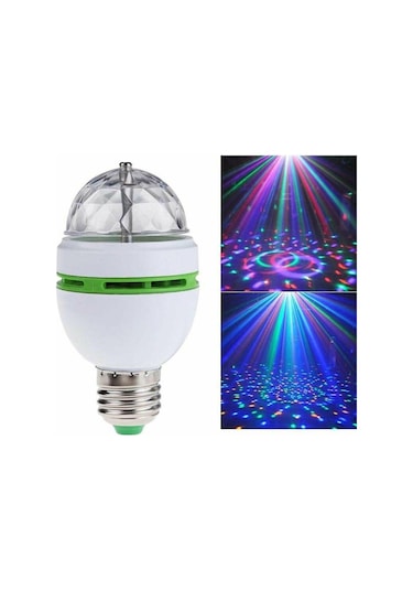 Renkli Led Döner Başlıklı Disko Topu Ampul Gece Lambası Disco Lam