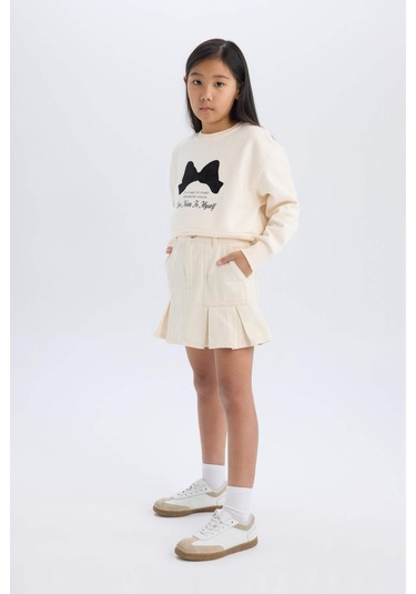 DeFacto Kız Çocuk Gabardin Etek D7858A825SPER233 Ekru