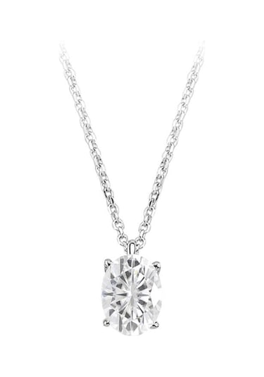Sirius Oval Beyaz Topaz Taşlı Esila Kolye 0802p0016