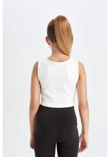 DeFacto Kız Çocuk Crop Bisiklet Yaka Baskılı Atlet D2763A824AUWT16