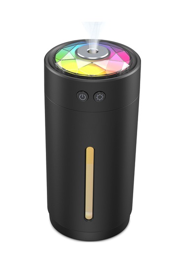 Hangfox 300ml Mini Usb Nemlendirici: 7 Renkli Led Işık, Çift Buhar Modu, Sessiz Çalışma, Su Yokken Otomatik Kapatma - Bebek Odası, Yatak Odası, Ofis, Araba İçin Siyah