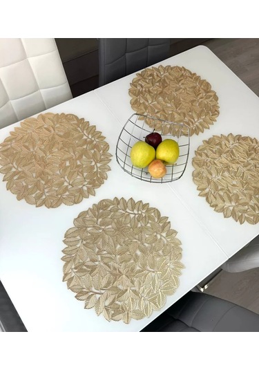Heavenly Place Yuvarlak Servis Peçeteleri Masa Örtüsü Seti 4 Adet Peçete 224608550 Altın Rengi