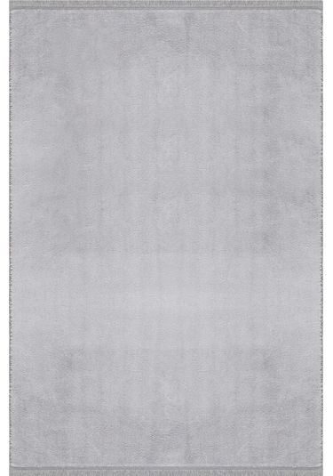 Comfort Puffy Düz Saçaklı Peluş Halı Gri