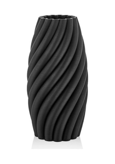 Lamedore Helical Siyah 3d Küçük Vazo 18x18x38 Cm Siyah
