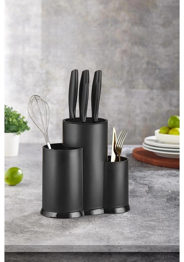 Tezgah Üstü Siyah Kaşıklık & Bıçaklık & Kepçelik & Organizer Çok Renkli
