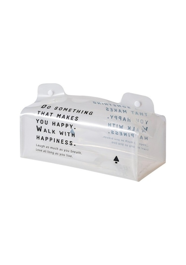 Beyaz-şeffaf Pvc Doku Kutusu Katlanabilirpeçete Tutucu Basit Çentik Tasarımı Su Geçirmez Çok Fonksiyonlu Saklama Kutusu Doku Kutusu Ev Dekor