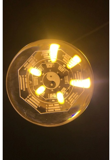 3d Led Işık Cam Küre Tek Renk Gece Lambası Yin Yan 8 Cm Mega Boy Çok Renkli