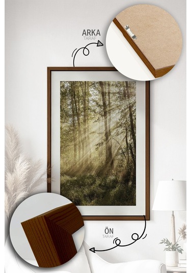 Tek Parça Kahverengi Gerçek Ahşap Çerçeveli Tablo Seti - Model 7 - Ersykhvcrv7