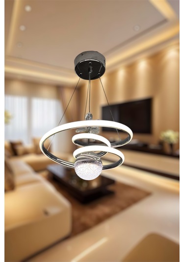 Krom Toplu Space Model 3 Renk Beyaz&sarı&günışığı Led Avize Mod