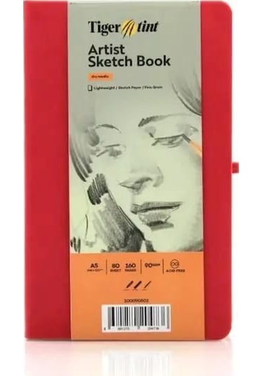 Tigertint Eskiz Defteri Sert Kapak 90gr. A5 80 Yaprak Kırmızı