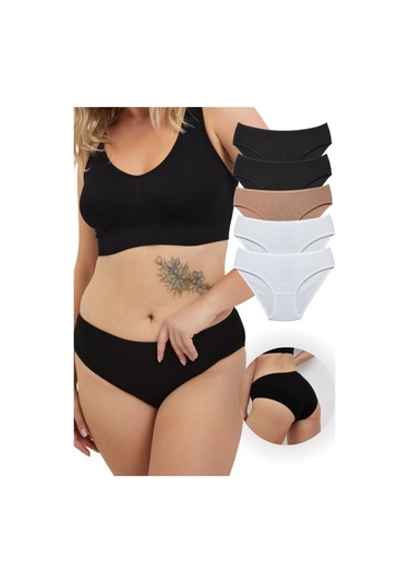 Alya Underwear Kadın Pamuklu Hipster - Slip Külot 5 Farklı Renk 1 Pakette Multicolor-fp01