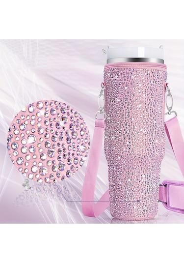 Stanley 40oz Kupası Sıcak Elmas Kapak Neopren Yalıtımlı Taşınabilir Şişe Kapağı İçin Koyu Pembe