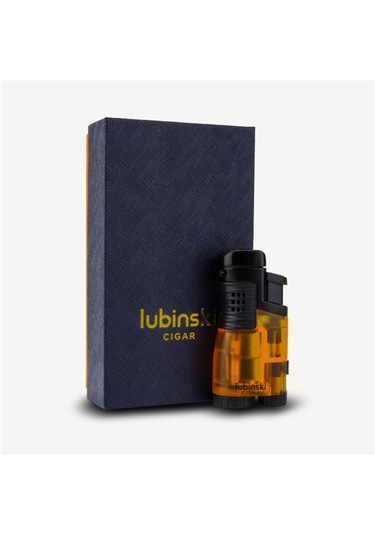 Lubinski 3 Torch Çakmak ve Kesici Puro Seti Turuncu