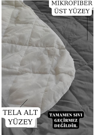 Sessiz Alez Siyah Yatak Koruyucu Kapitoneli Mikro Fitted Çift Kişilik