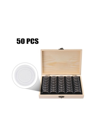 Çam Ağacından Yapılmış 50 Parçalık Nem Geçirmez Madalya Ve Para Saklama Kutusu, Hediye Paketli Diğer Diğer