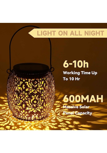 Xindoker Güneş Enerjili 2'li Metal Led Lambalar - Ip65 Su Geçirmez Bahçe Dekoratif Aydınlatma, Islak Beyaz Işık, Masa, Yol, Parti Ve Bahçe İçin Gül Desenli