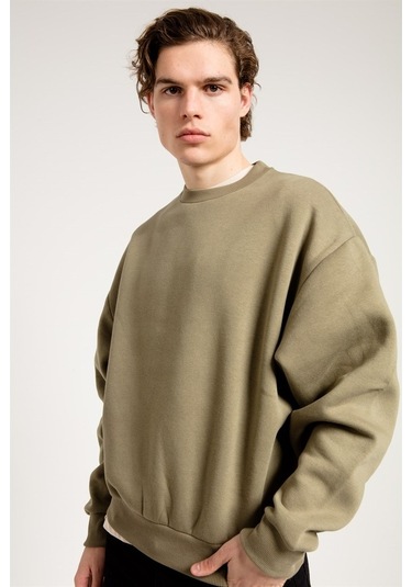Jahr Marc Basic Oversize Haki Erkek Sweatshirt Haki