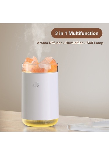 Novahub 260ml Renkli Usb Nemlendirici & Tuz Lambası - 8 Saat Çalışma, Mavi Led, Beyaz/pembe