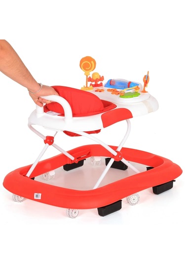 Duux Plano Oyuncaklı Müzikli 3 Kademeli Örümcek Bebek Yürüteci Kırmızı