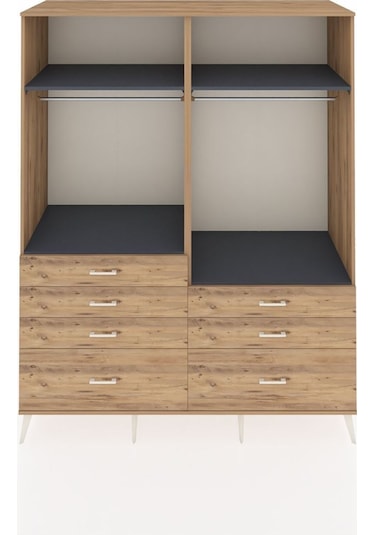 Kronos Gardrop 4 Raflı 7 Çekmeceli 2 Askılı 176x59x221 Çam-antrasit/çam Antrasit/çam