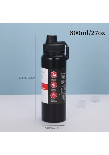 Willowhaven Siyah 1000ml 34oz 316 Paslanmaz Çelik Vakum Termos Sızdırmaz Termal Matara Siyah