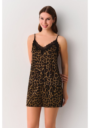 Suwen Lioness Şort St4435603543 Leopar Desenli