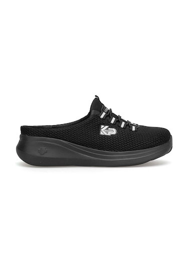 King Paolo D5109 Krakers Sabo Kadın Memory Foam Düz Sandalet Siyah Siyah