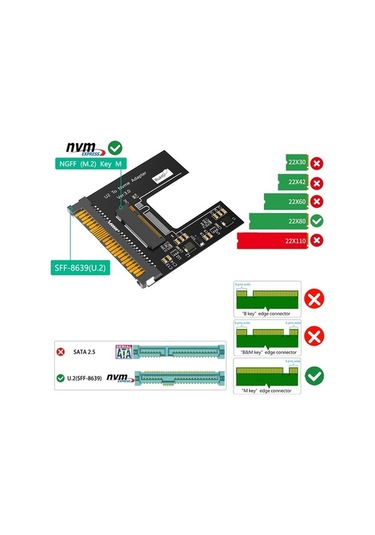 Ulzyvf U.2 Termal Ssd'ye Ssd'den Sff-8639 Pedli Nvme Ngff M.2 Adaptör Ct