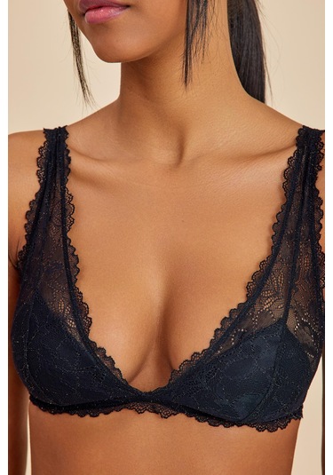 Roma Siyah Balensiz Dantelli Üçgen Bralet Sütyen Külot Takım siyah