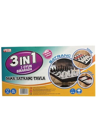3 Oyun 1 Arada Satranç, Tavla Ve Dama Kutu Oyunu