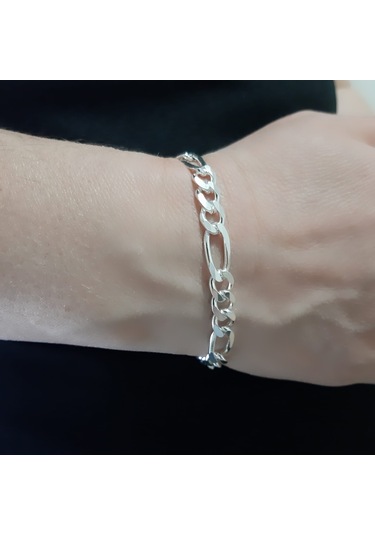 925 Ayar Gümüş Figaro Model Erkek Bileklik 7  Mm