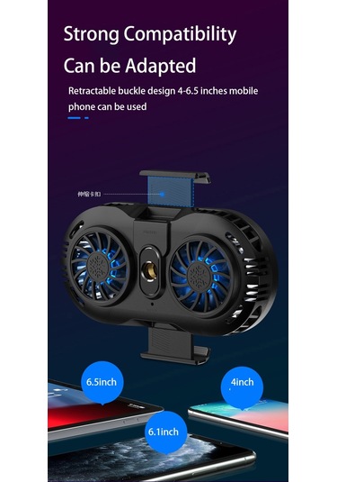 Çift Fanlı Telefon Radyatörü Telefon Tutucu Soğutma Pedi Gamepad Denetleyici Isı Emici