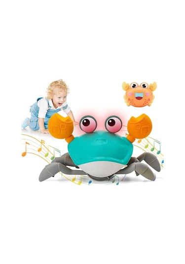 Emeklemeye Yardımcı Sensörlü Yengeç Şarjlı Oyuncak Mega Yengeç - Mavi Yengeç