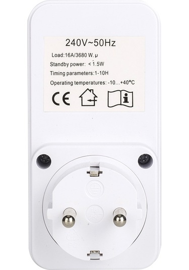 Konesam Eu Standartlı Zamanlayıcı Prizi - 1-10 Saat Arası Otomatik Kapatma, Pil İçeren, Enerji Tasarrufu, Ev Aletleri İçin Topraklı Priz