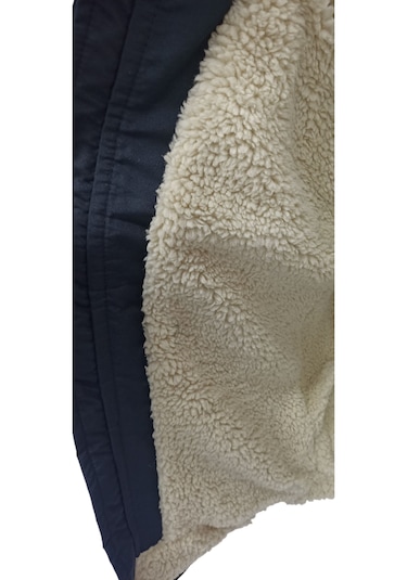 Erkek Çocuk Kapüşonu Çıkabilen İçi Peluş Astarlı Fermuar Ve Normal Cepli Siyah Renk Mont Siyah