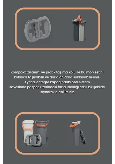 Kolombo Kirli Ve Temiz Suyu Ayıran Dikey Temzilik Seti Mop Paspas