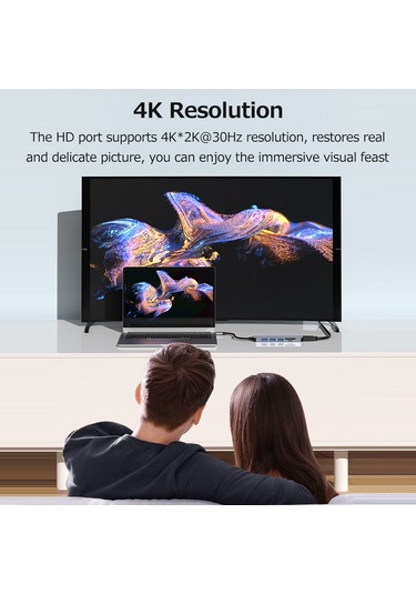 Yaozixa Type-c 6 Çıktılı Hub Alüminyum Kasa - Usb3.0, 2xusb2.0, Hdmı 4k, Sd/tf Kart Okuyucu