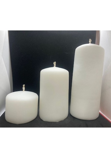 Büyük Boy Roller 3'lü Kokulu Silindir Mum Seti El Yapımı Dekorati