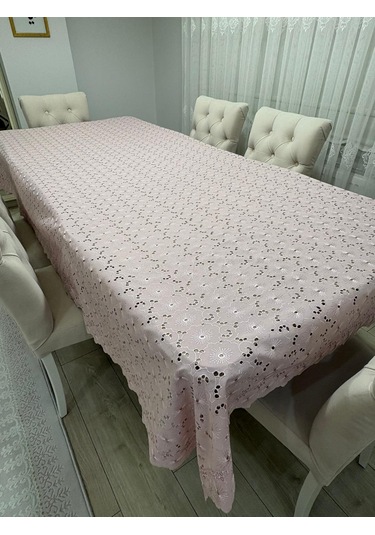 Brode Nakış Işlemeli Dertsiz Masa Örtüsü 150x250 Pudra