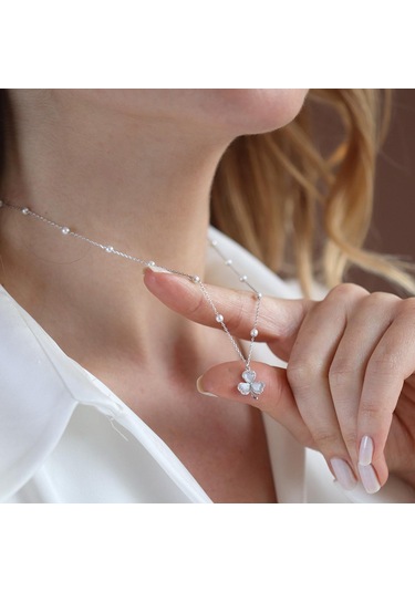 3 Yapraklı Yonca Gümüş Kolye Gümüş